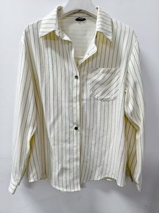 热2025秋款 衬衣绒感衬宽松轻薄外套内搭上衣F02W25306 女条纹长袖