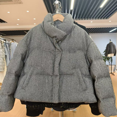 香2025年冬季新款立领灰色羽绒服女短款小个子高级感面包服外套