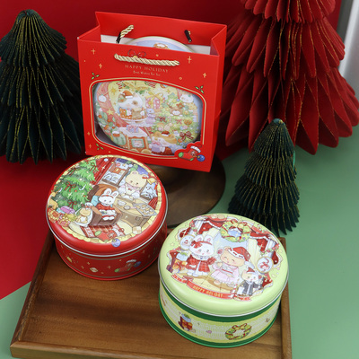 圆形圣诞铁盒曲奇饼干盒