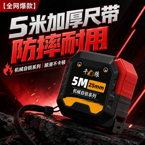 千狼钢卷尺3米5米7.5米加厚加硬尺子耐摔装修钢卷尺自锁盒尺圈尺