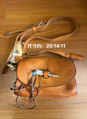 制道复古做旧风加厚牛皮鹿角包单肩斜挎包通勤做旧风男女L11998