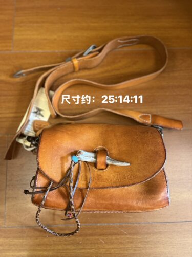 制道复古做旧风加厚牛皮鹿角包单肩斜挎包通勤做旧风男女L11998