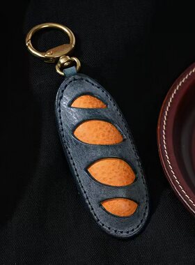 制道牛皮钥匙扣挂件包包小配饰法棍面包小饰品真皮软乎乎