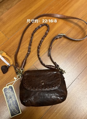 制道复古洗水马皮单肩斜挎马鞍包双肩带腋下单肩斜挎休闲包L13221