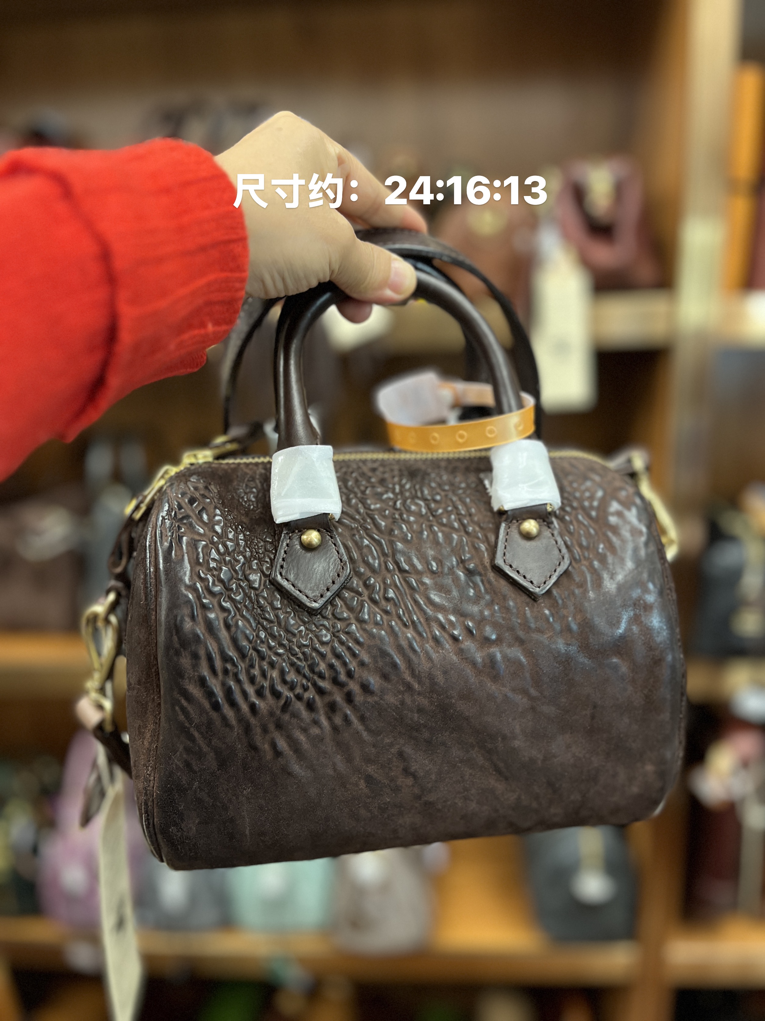 制道爆珠马臀皮复古波士顿包手提包单肩斜挎包休闲通勤包经典款