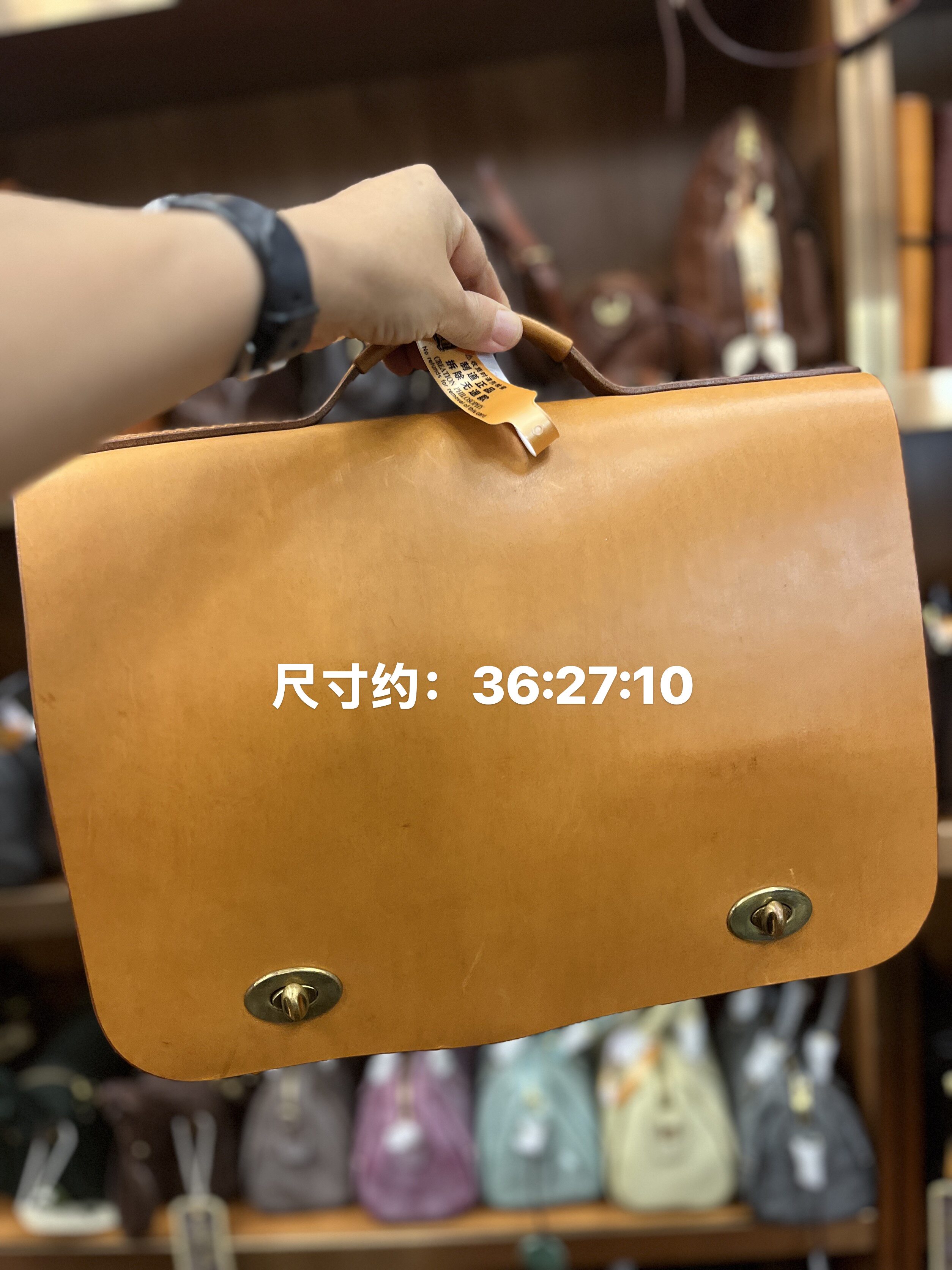 制道头层牛皮多隔层公文包信封包手提多功能商务包单肩斜挎L12947