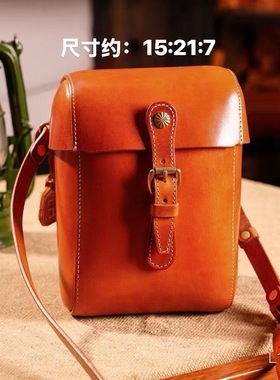 制道牛油皮相机包重工手机包单肩斜挎包休闲通勤轻便机车风L12622