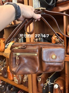 制道马皮重工水洗单肩斜挎包复古做旧机车风男女款休闲轻便L13309