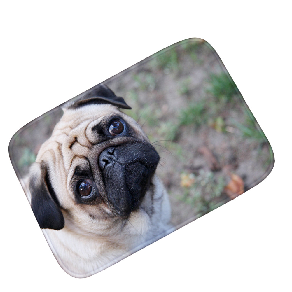 可爱宠物狗狗巴哥犬印花阳台地毯地垫柔软舒适门前脚垫吸水防滑垫