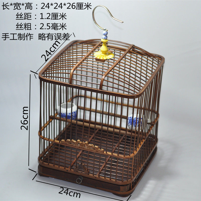 包邮！小号蜡嘴鸟笼竹制圆角方笼绣眼贝子文鸟珍珠玉鸟等小型竹笼