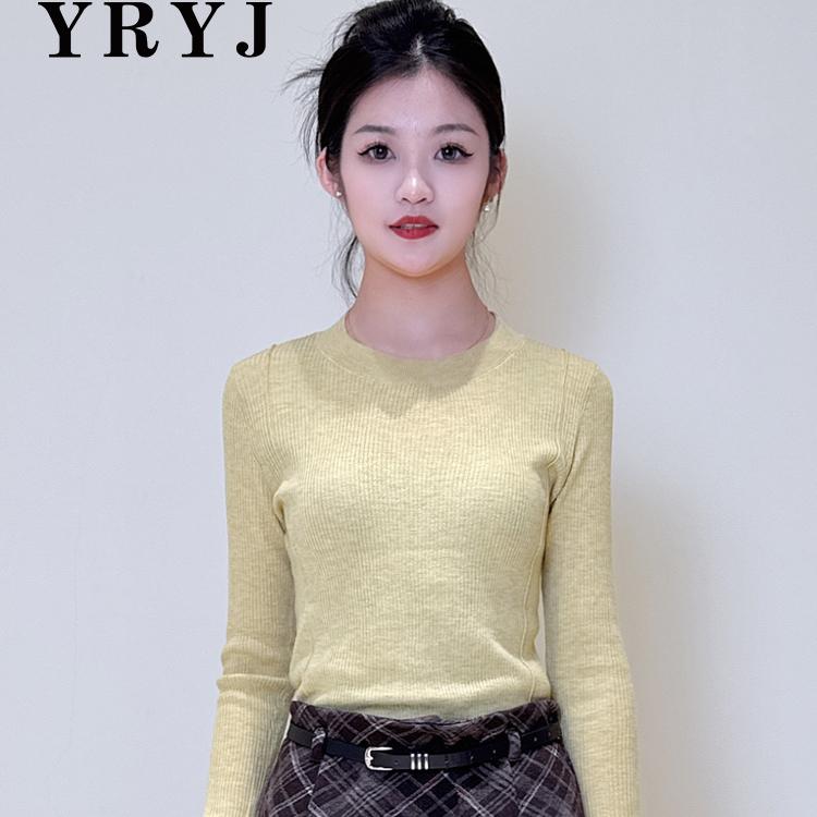 YRYJ女装25春新商场同款通勤修身显瘦喇叭袖针织套头衫6651002423
