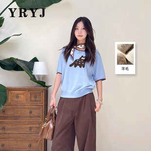 YRY长袖新款上市立体猫咪外套短袖针织毛衫商场同款8353002102