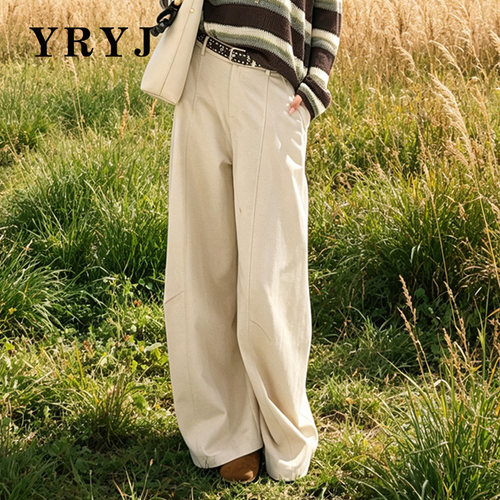YRYJ复古高腰阔腿裤女显瘦百搭