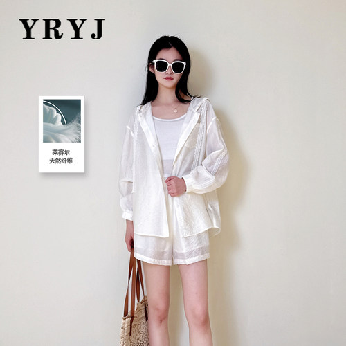 YRY女装商场同款2025夏通勤休闲防晒衬衫短裤两件套3451026479