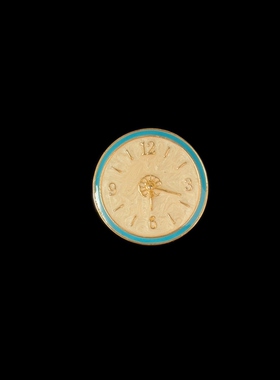 复古珐琅表盘胸针 时来运转蓝白钟表别针大衣牛仔外套配饰