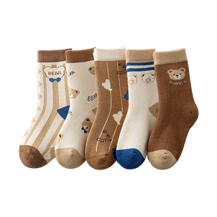 儿童袜子秋冬款加绒加厚毛圈冬天纯棉男宝宝男童保暖中筒童袜冬季