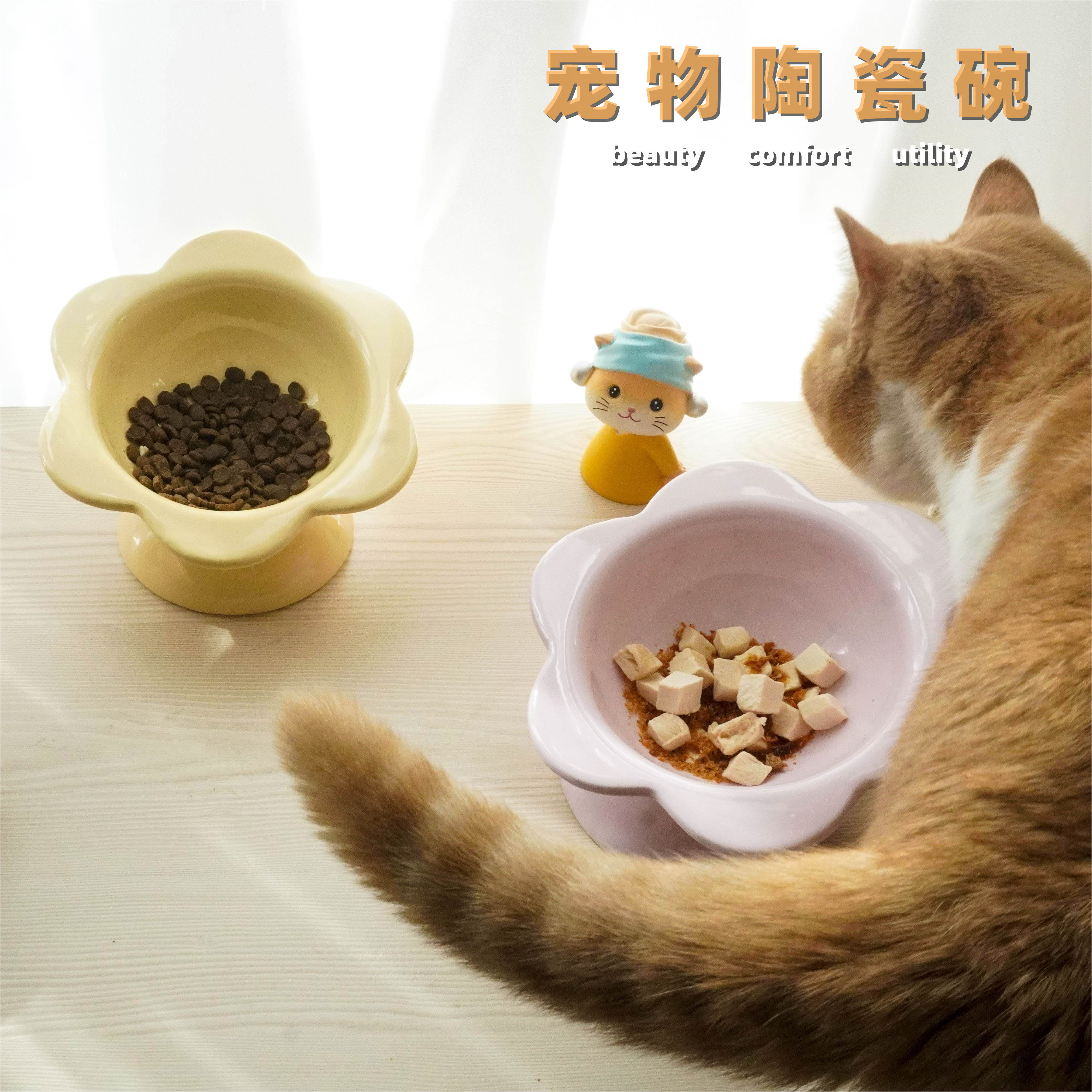 陶瓷宠物碗斜口保护颈椎