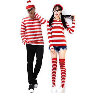 万圣节服装COS英国动漫聪明的沃里Where's Wally男女装扮演服现货