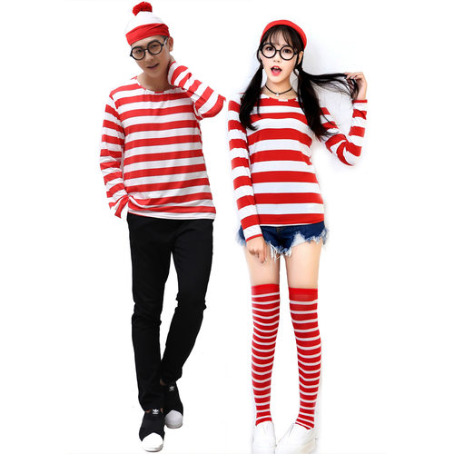 万圣节服装COS英国动漫聪明的沃里Where's Wally男女装扮演服现货
