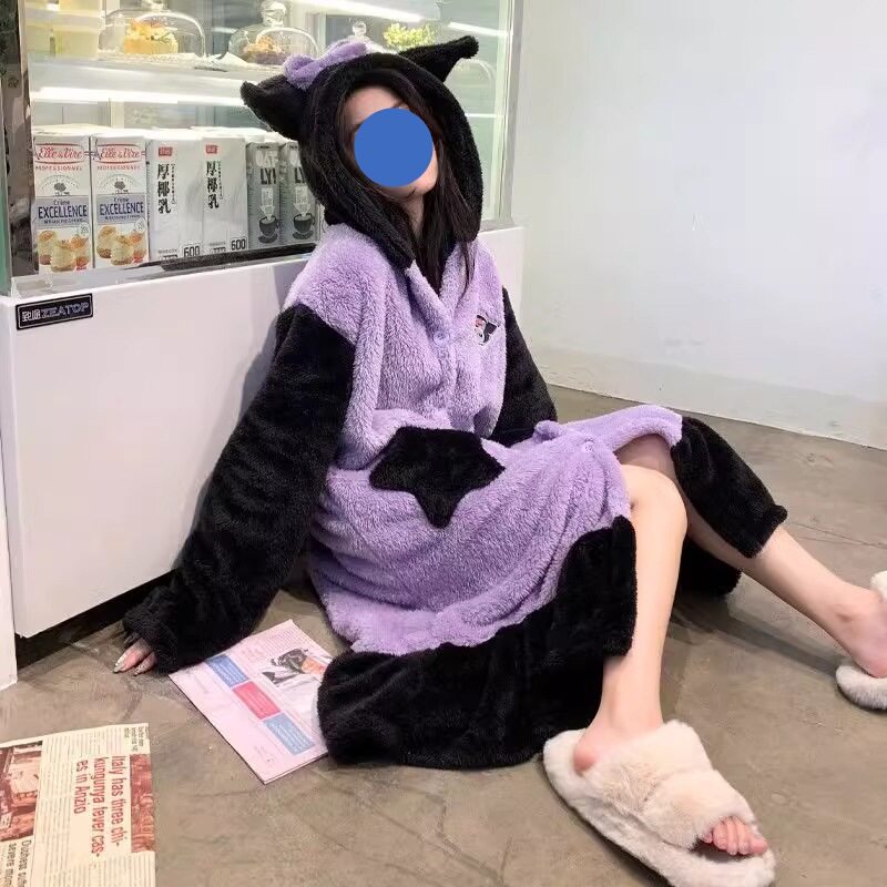库洛米睡衣加厚法兰绒软妹睡袍