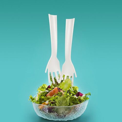 pp材料双手造型沙拉叉
