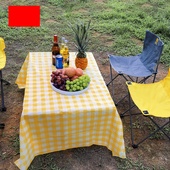 一次性黄红格子野餐垫户外烧烤野餐垫大排档台布餐厅饭店桌布批发