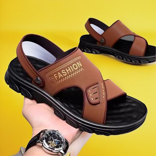 凉鞋男士2025新款皮革厚底沙滩夏季外穿爸爸防滑耐磨两用凉拖鞋男