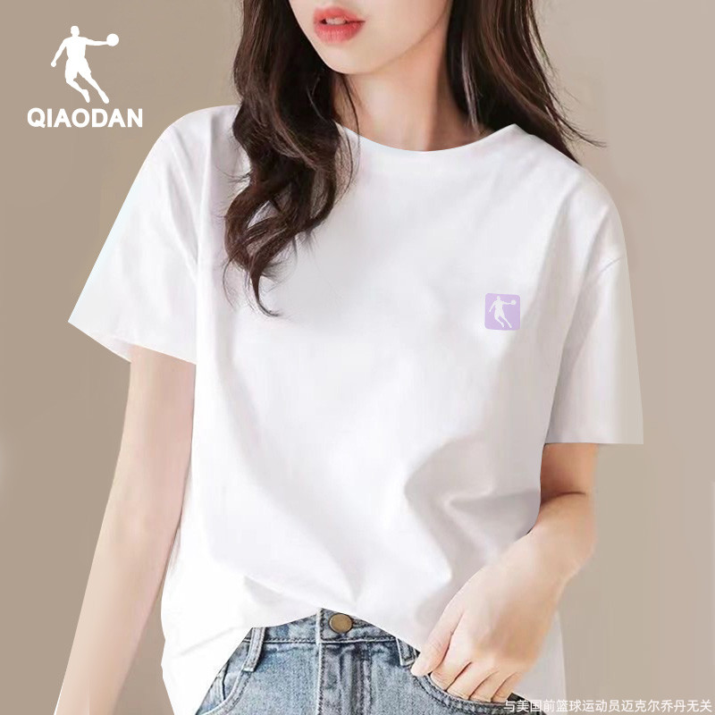 乔丹白色短袖女宽松休闲