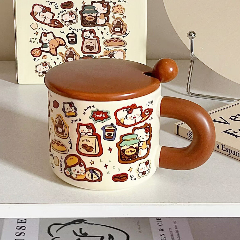 ins复古陶瓷马克杯带盖早餐杯牛奶咖啡杯喝水杯子生日礼物伴手礼