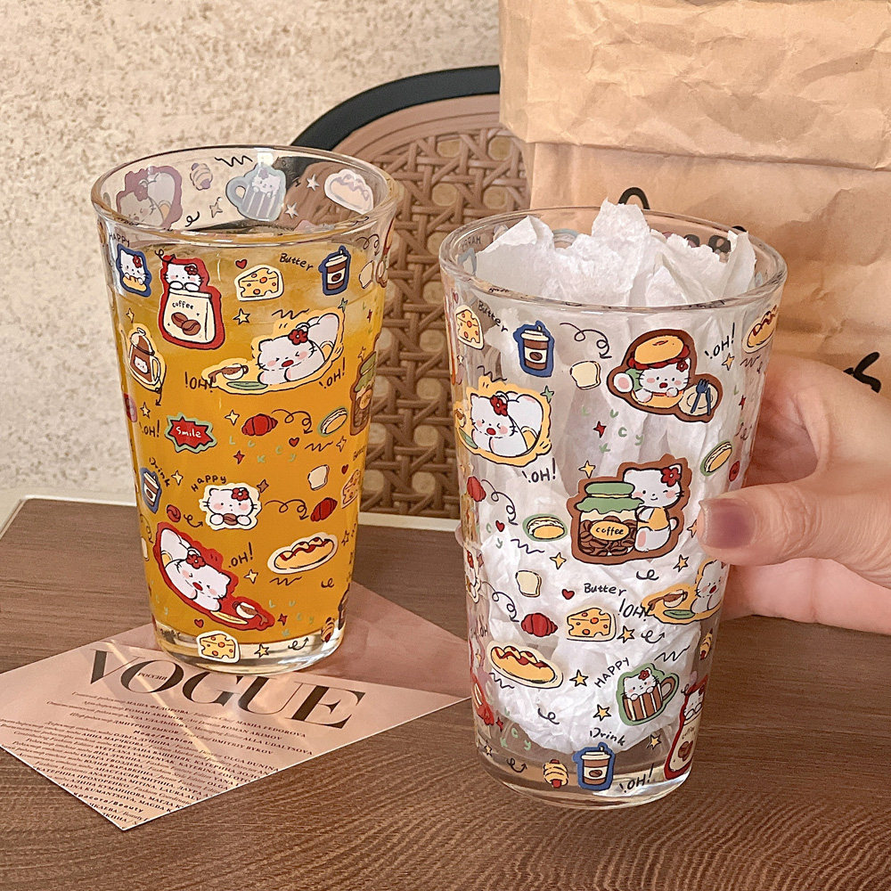 kitty杯子可爱玻璃杯ins高颜值家用咖啡杯学生喝水杯子牛奶果汁杯