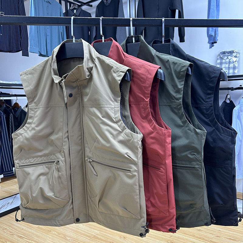 工装风立领时尚纯色马夹男士户外休闲简约实穿拉链背心上衣,男装,背心,淘宝优惠券,粉丝福利购,淘宝优惠卷