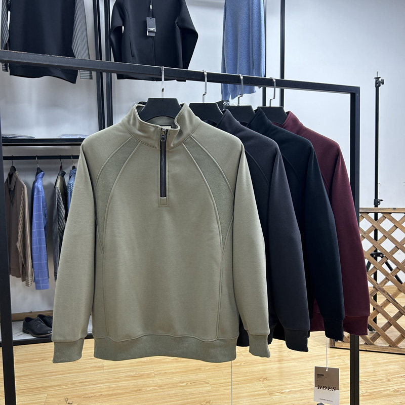 加绒保暖休闲时尚男士半拉链卫衣秋冬季宽松加厚立领套头上衣