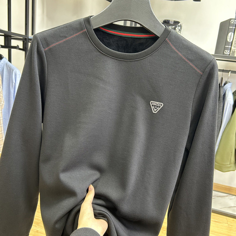 加绒保暖商务休闲圆领长袖上衣秋冬季男士套头厚打底卫衣,男装,卫衣,淘宝优惠券,粉丝福利购,淘宝优惠卷