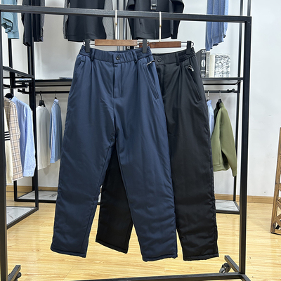 御寒加厚轻防水松紧腰加绒休闲长裤冬季保暖时尚纯色通勤棉裤