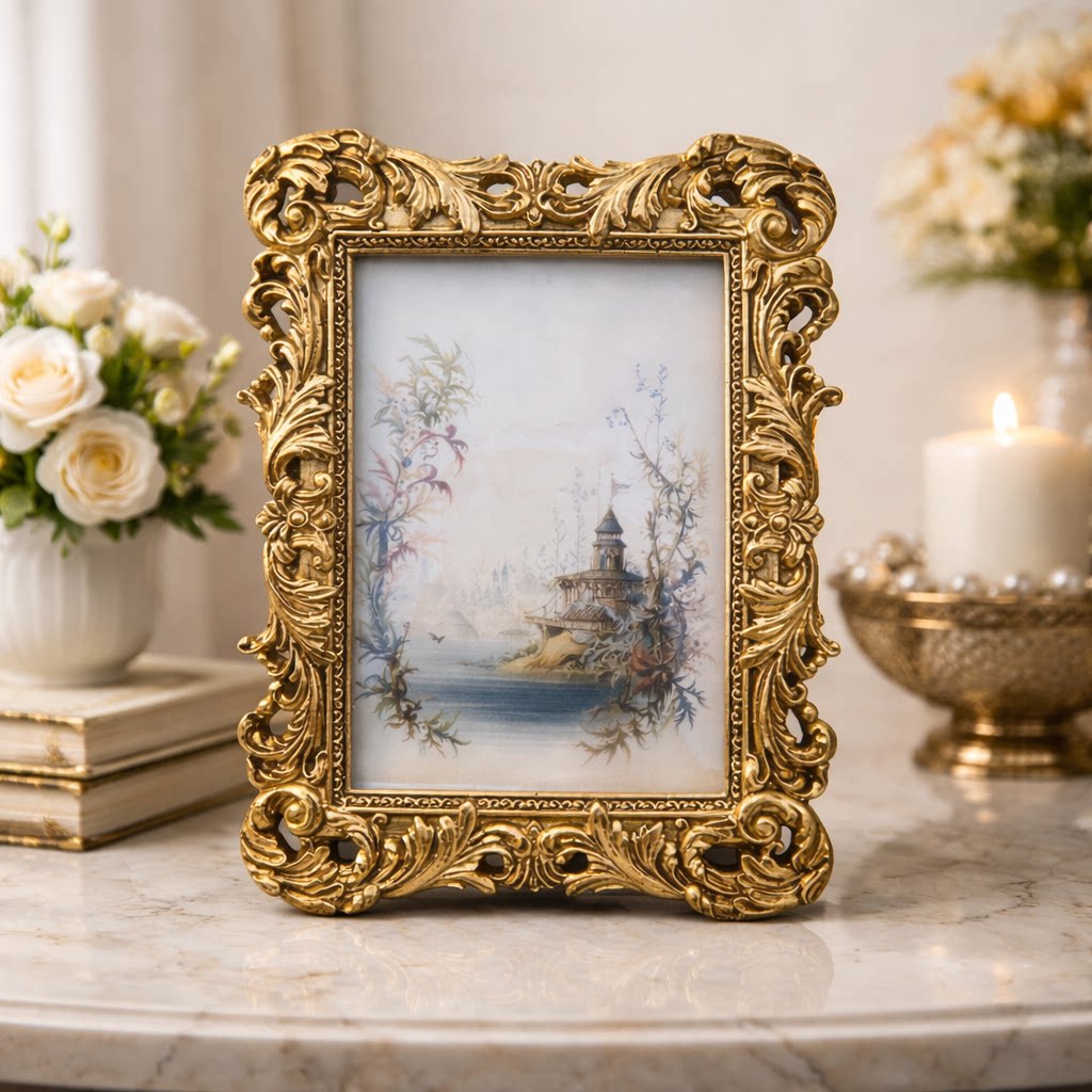 欧式复古树脂相框画框摆台浮雕雕花做旧创意挂墙婚礼婚庆餐厅相框