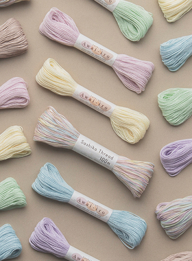 日本奥林巴斯刺子绣花布巾线olympus新款纯棉马卡龙色系6股10色组