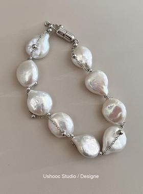 S925银巴洛克珍珠手链轻奢原创