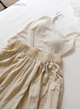 Soft sonnets褶皱文艺感慵懒风休闲裤高腰薄款宽松阔腿裤女夏裤子