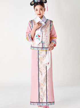 新款清朝格格服装女满族古代服装春秋装格格公主清朝旗服宫廷服饰
