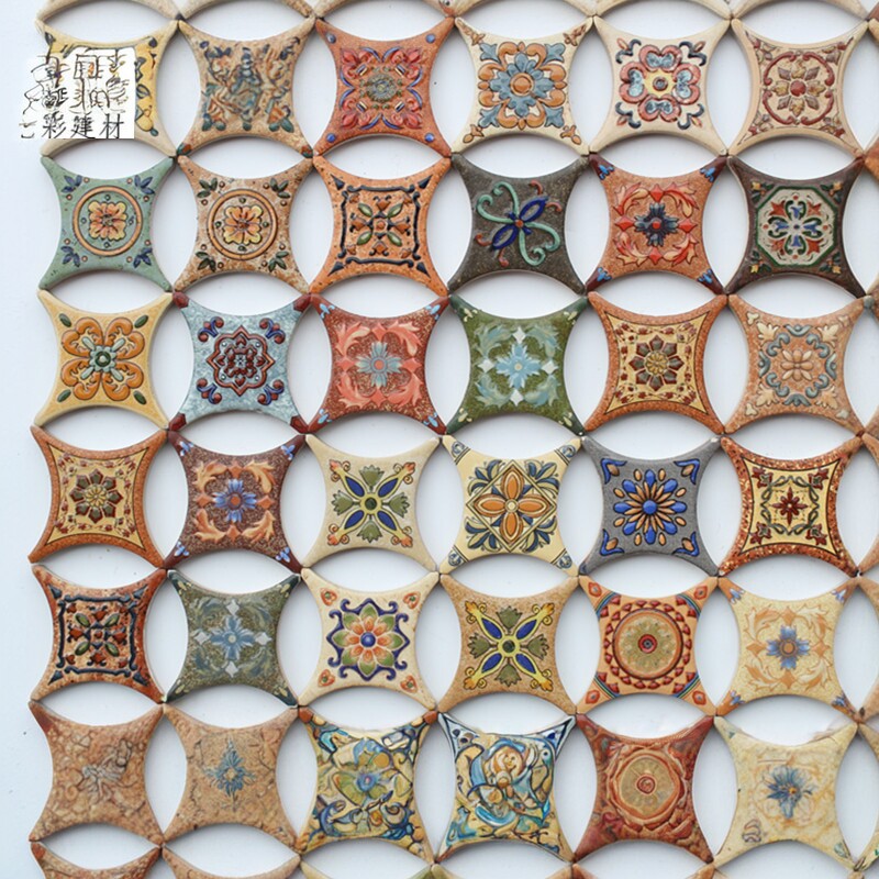圆角仿古砖500角花66*66地砖花片