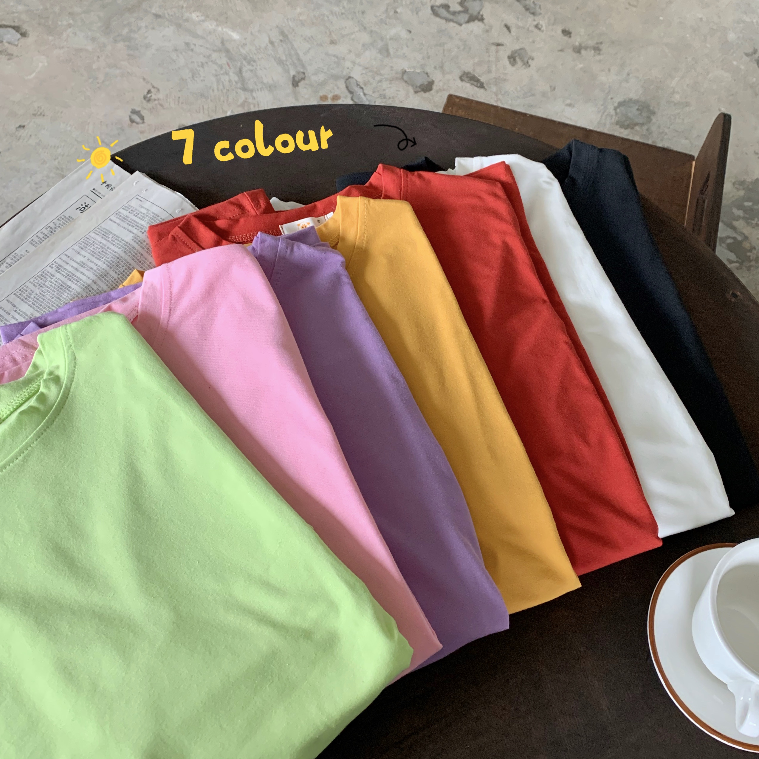 Real shooting summer new net red solid color fashion student short sleeve white T-shirt women's simple clothes