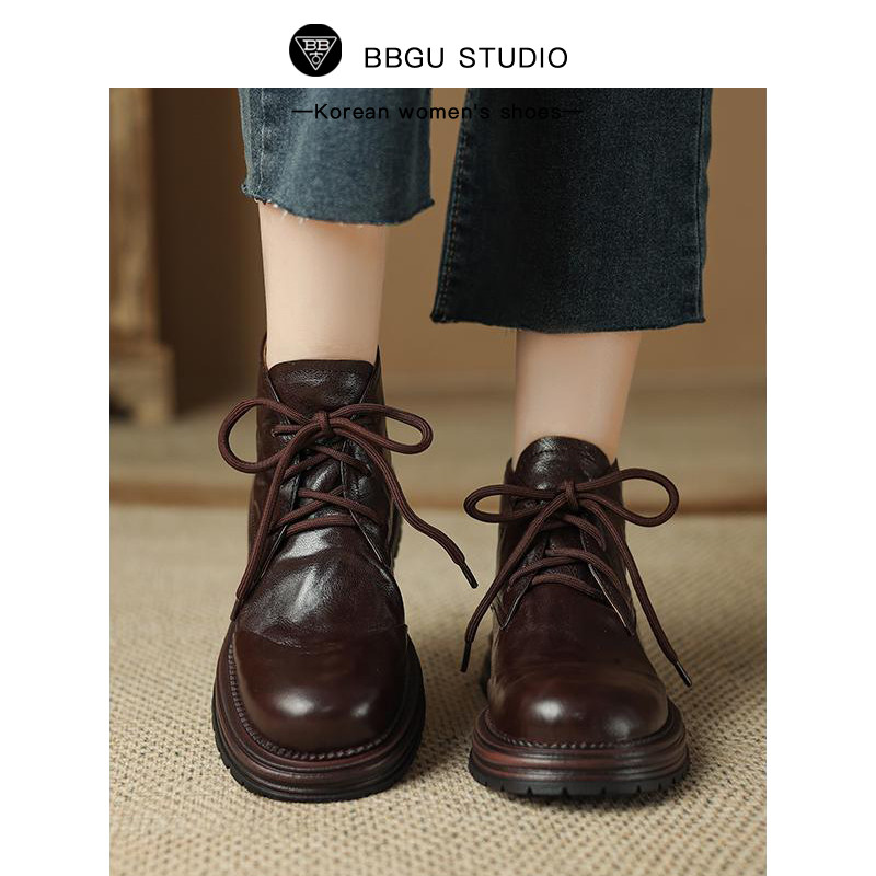 短靴马丁靴BB古皮鞋猪皮牛筋