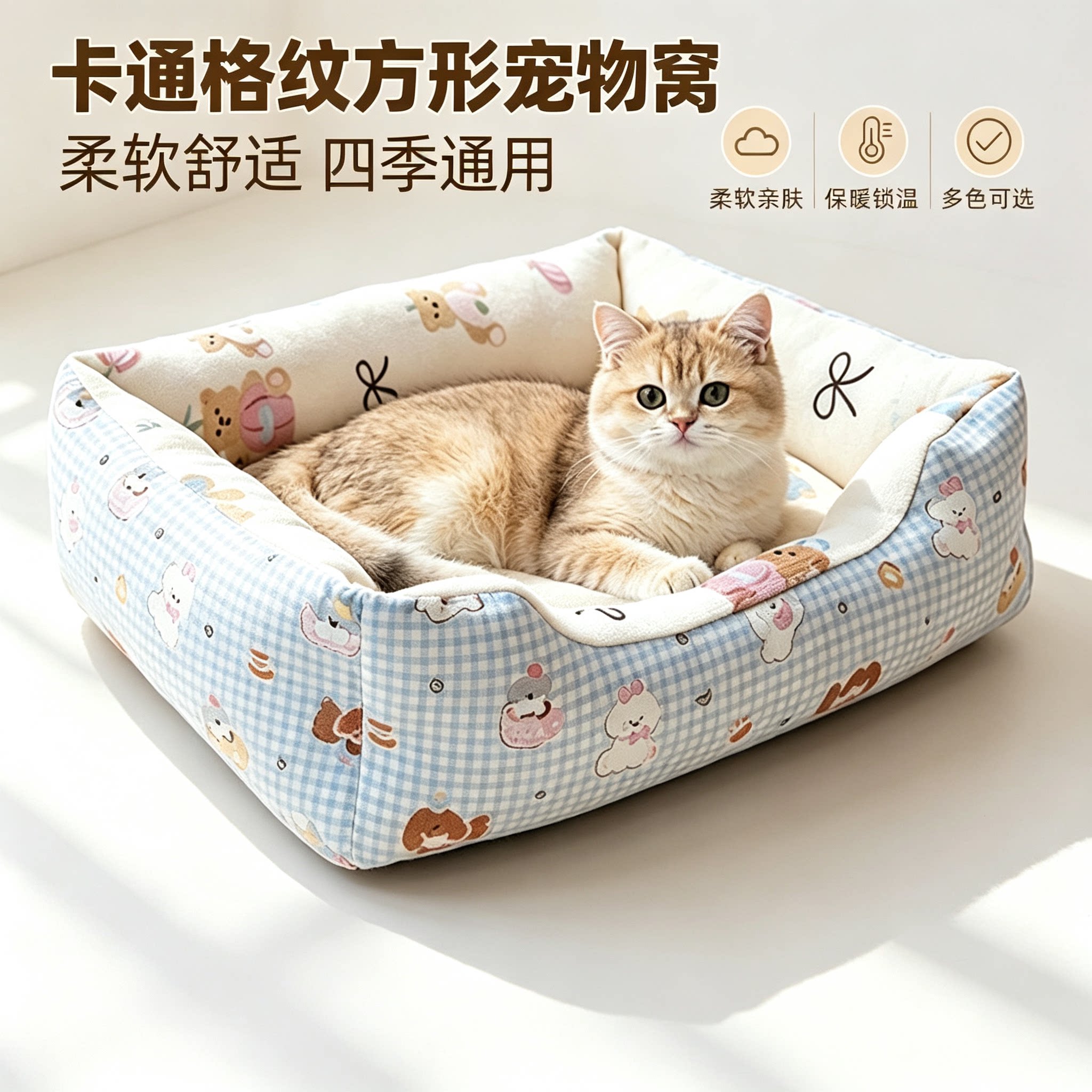 卡通牛奶绒四季加厚保暖猫宝狗窝
