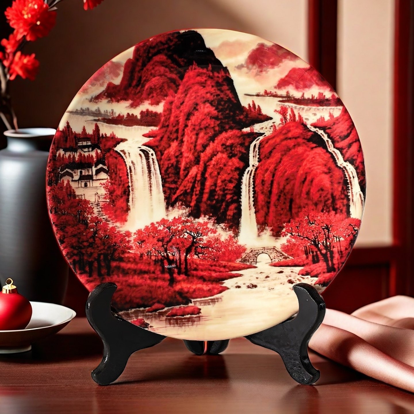 李可染万山红遍家居装饰盘陶瓷坐盘客厅摆件鸿运当头赏盘乔迁礼品,家居饰品,装饰坐盘/挂盘,淘宝优惠券,粉丝福利购,淘宝优惠卷
