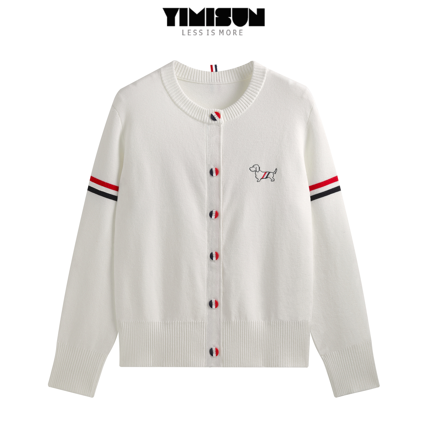 前后小狗刺绣针织开衫