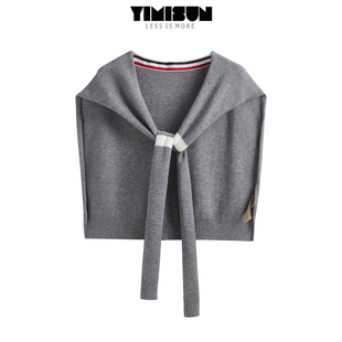 YIMISUN披肩女打结四条杠条纹外搭坎肩空调房护肩保暖围脖多功能