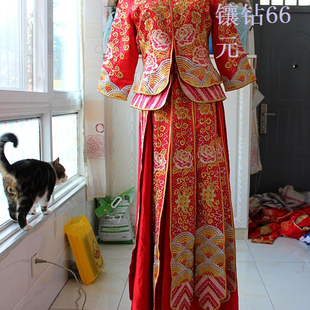 打折清仓特价二手婚纱礼服红色中式满绣秀禾服包邮古装摄影服嫁衣