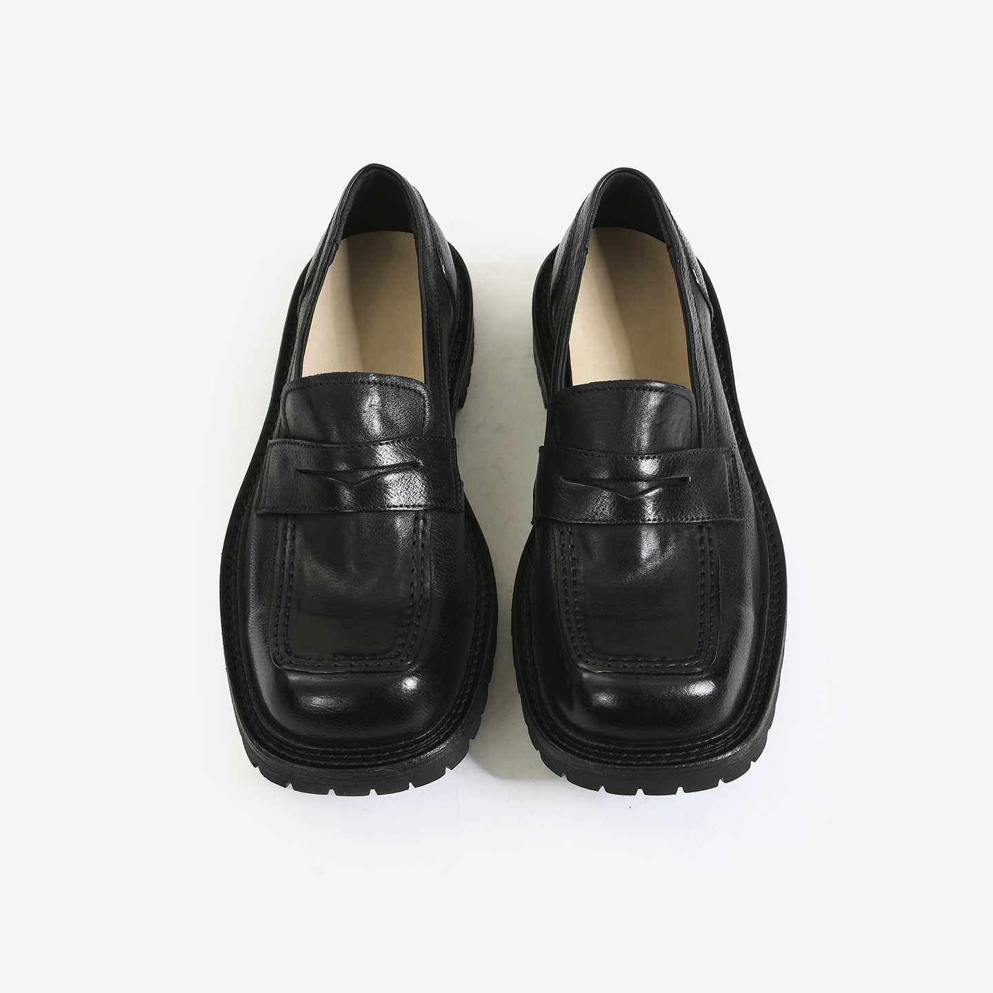 固特异水洗马皮方头乐福男鞋