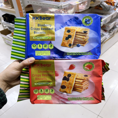 KKBear蓝莓草莓韧性饼干早餐代餐小吃儿童零食办公室夜宵192g酥脆