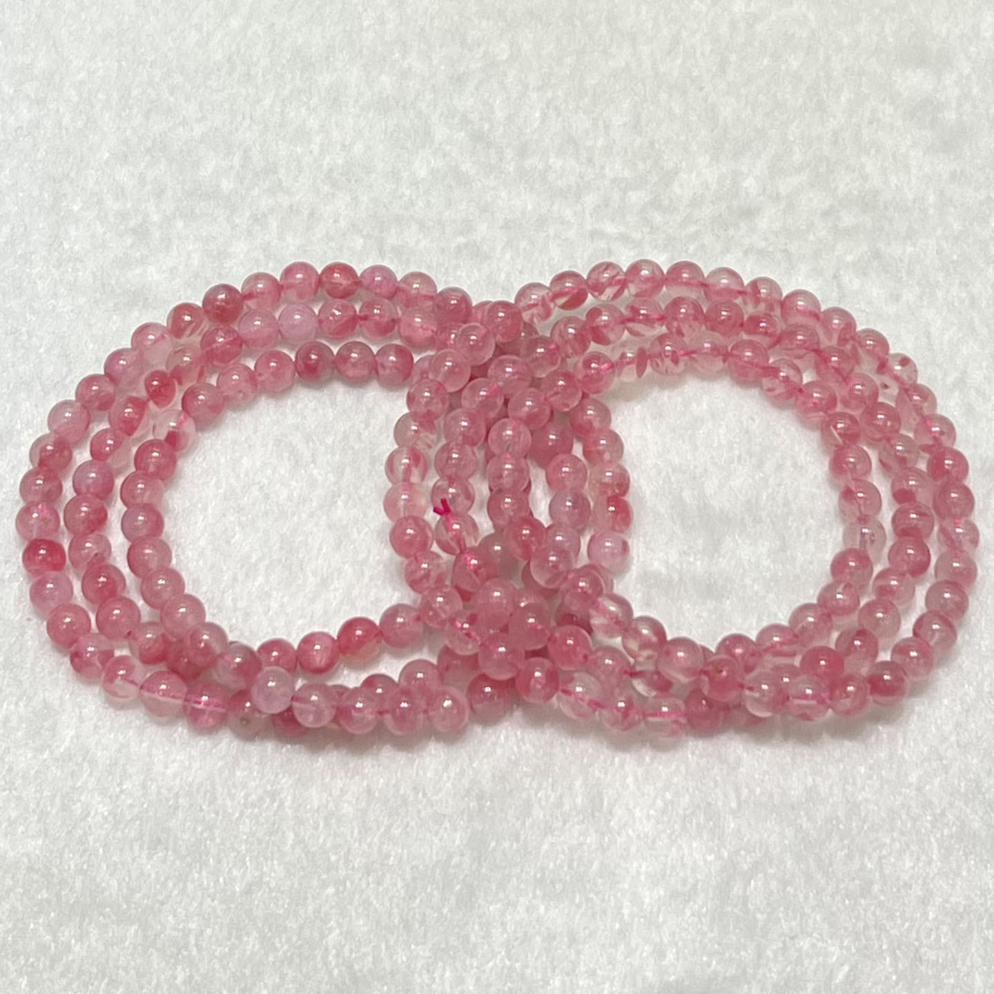 天然蔷薇石三圈手串时尚小清新